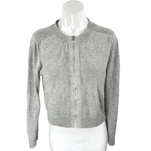 Banana Republic Gray Chevron Long Sleeve Zip Up Cardigan Sweater Top Size M